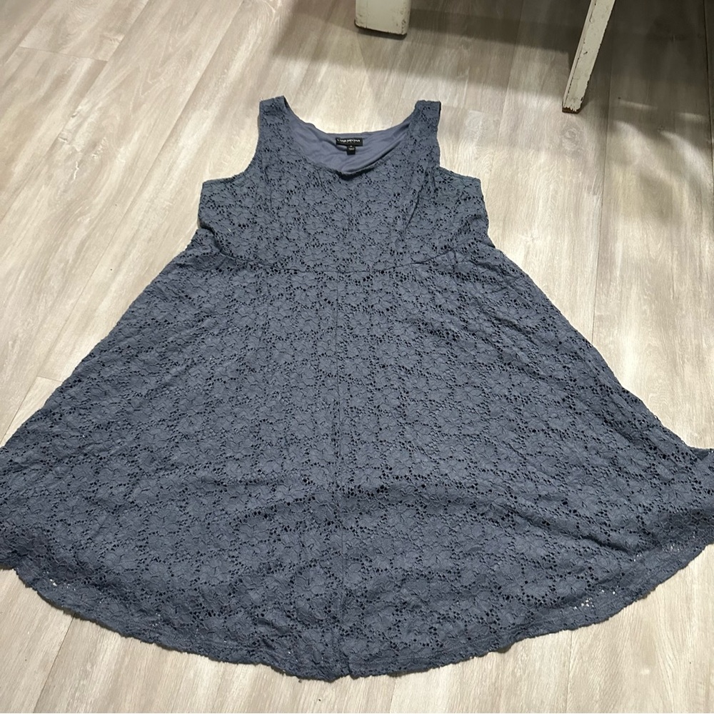 Lane Bryant Gray Blue Sleeveless Lace Lined Dress Sz 18